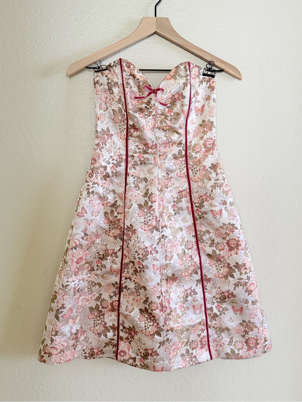 Betsey Johnson Strapless Jacquard Floral Dress
